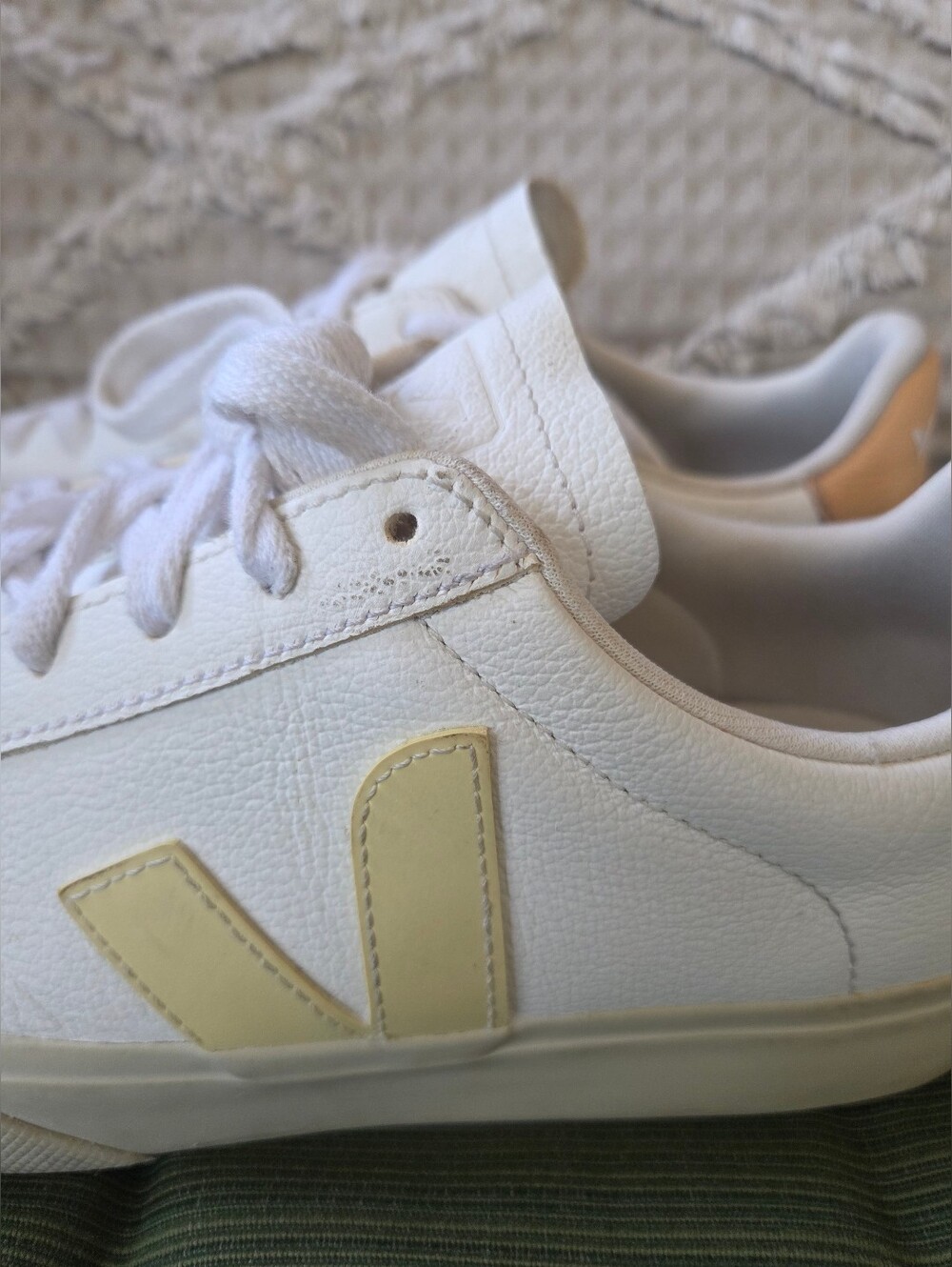 VEJA CAMPO LEATHER WHITE SUN PEACH SNEAKERS - Picture 4 of 9